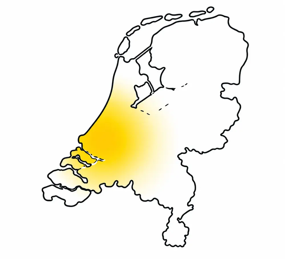 Kaart van het werkgebied van Leune Services in Zuid-Holland